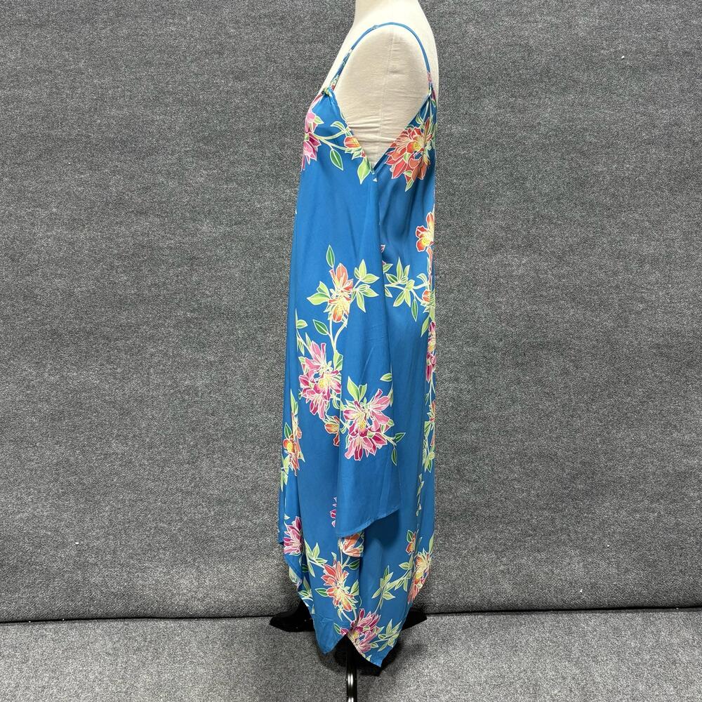Tommy Bahama Dress Womens S/M Blue Sun Lilies Scarf Maxi V Neck Asym Hem Floral - Picture 4 of 11